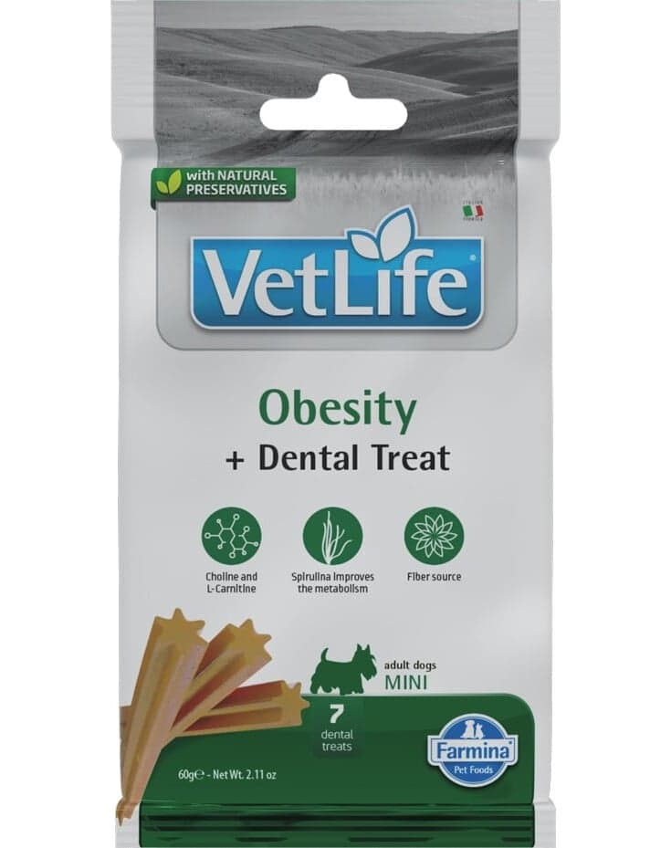 FARMINA VET LIFE SKANĖSTAI ŠUNIMS OBESITY ADULT MINI 60 g FARMINA VET LIFE SKANĖSTAI ŠUNIMS OBESITY ADULT MINI 60 g