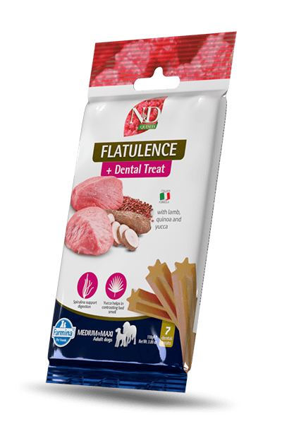 FARMINA N&D QUINOA DOG TREAT FLATULENCE Lamb&Yucca ADULT MED&MAX 100 g FARMINA N&D QUINOA DOG TREAT FLATULENCE Lamb&Yucca ADULT MED&MAX 100 g