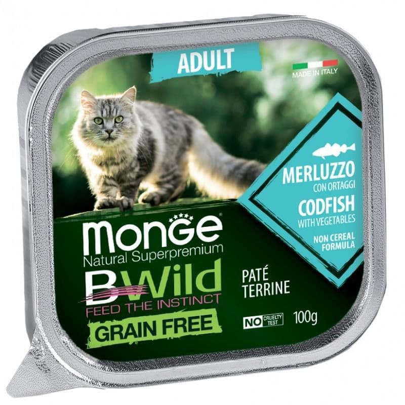 Monge BWild Adult paštetas katėms su su menke ir daržovėmis 100g Monge BWild Adult paštetas katėms su su menke ir daržovėmis 100g