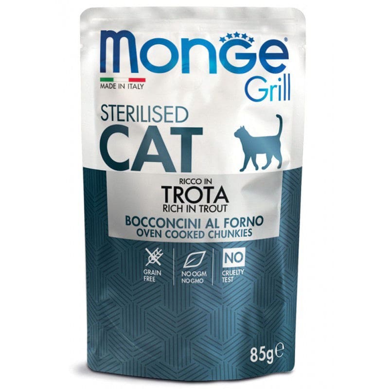 Monge GRILL Cat Pouches Sterilised TROUT 85 g Monge GRILL Cat Pouches Sterilised TROUT 85 g