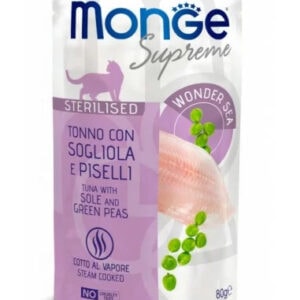 Monge SUPREME Cat Wet Pouches Tuna with sole and green peas Sterilised 80g