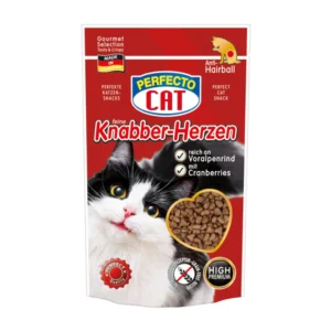 Gyvūnų prekės 16 Perfecto Cat skanėstai katėms širdelės Anti-Hairball ir jautiena 50g