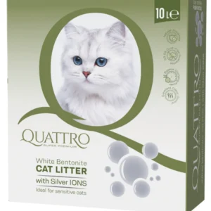 Gyvūnų prekės 15 QUATTRO baltojo bentonito kraikas su sidabro jonais, 10 L