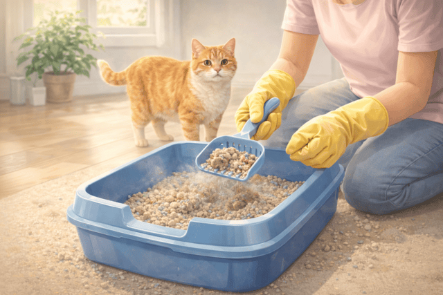 Pagrindinė kačių tualeto valymo klaidos