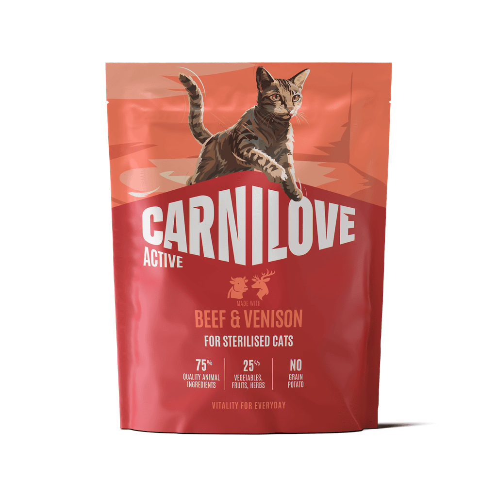 CARNILOVE ACTIVE Cat Beef & Venison Sterilised sausas pašaras katėms 400 g CARNILOVE ACTIVE Cat Beef & Venison Sterilised sausas pašaras katėms 400 g