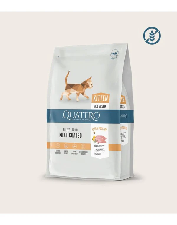 QUATTRO Kitten sausas kačiukų pašaras su daug paukštienos 1,5 kg QUATTRO Kitten sausas kačiukų pašaras su daug paukštienos 1,5 kg