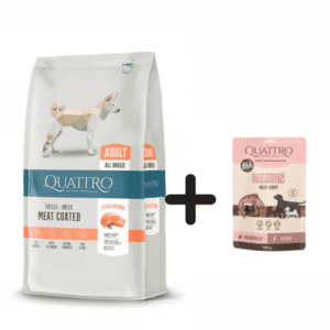 Quattro Adult All Breed Salmon 12kg + Quattro skanėstai