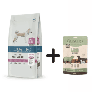 Quattro Maxi Lamb su ėriena sausas didelių veislių šunų pašaras 12kg + Quattro skanėstai