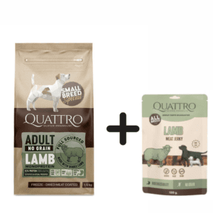 Quattro Small Breed Adult Lamb begrūdis maistas 7kg + Quattro saknėstai