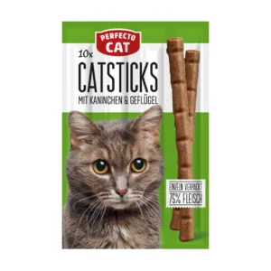 Perfecto Cat skanėstai katėms lazdelės su triušiena ir paukštiena 10 vnt (50g)