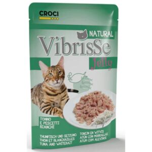 VIBRISSE konservai katėms su tunu ir mailiumi želatine 70g