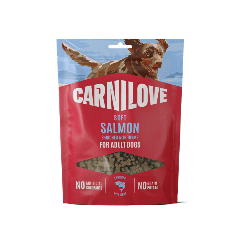 CARNILOVE Soft Snack Salmon enriched with Thyme Small Bite skanėstai šunims 200 g CARNILOVE Soft Snack Salmon enriched with Thyme Small Bite skanėstai šunims 200 g