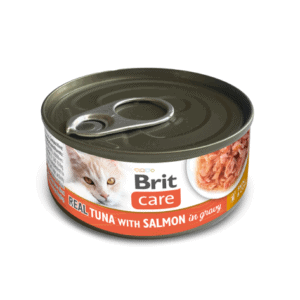 Gyvūnų prekės 17 Brit Care Cat Real Tuna with Salmon in Gravy konservai katėms 80 g