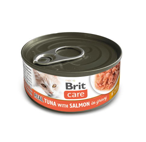 Brit Care Cat Real Tuna with Salmon in Gravy konservai katėms 80 g Brit Care Cat Real Tuna with Salmon in Gravy konservai katėms 80 g