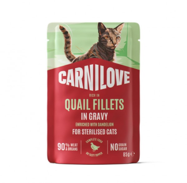 CARNILOVE Gravy rich in Quail enriched with Dandelion konservuotas pašaras katėms 85 g CARNILOVE Gravy rich in Quail enriched with Dandelion konservuotas pašaras katėms 85 g