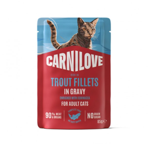 CARNILOVE Gravy rich in Trout enriched with Echinacea konservuotas pašaras katėms 85 g CARNILOVE Gravy rich in Trout enriched with Echinacea konservuotas pašaras katėms 85 g