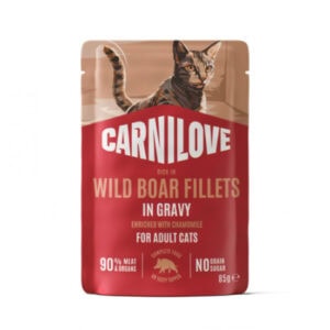 CARNILOVE Gravy rich in Wild Boar enriched with Chamomile konservuotas pašaras katėms 85 g