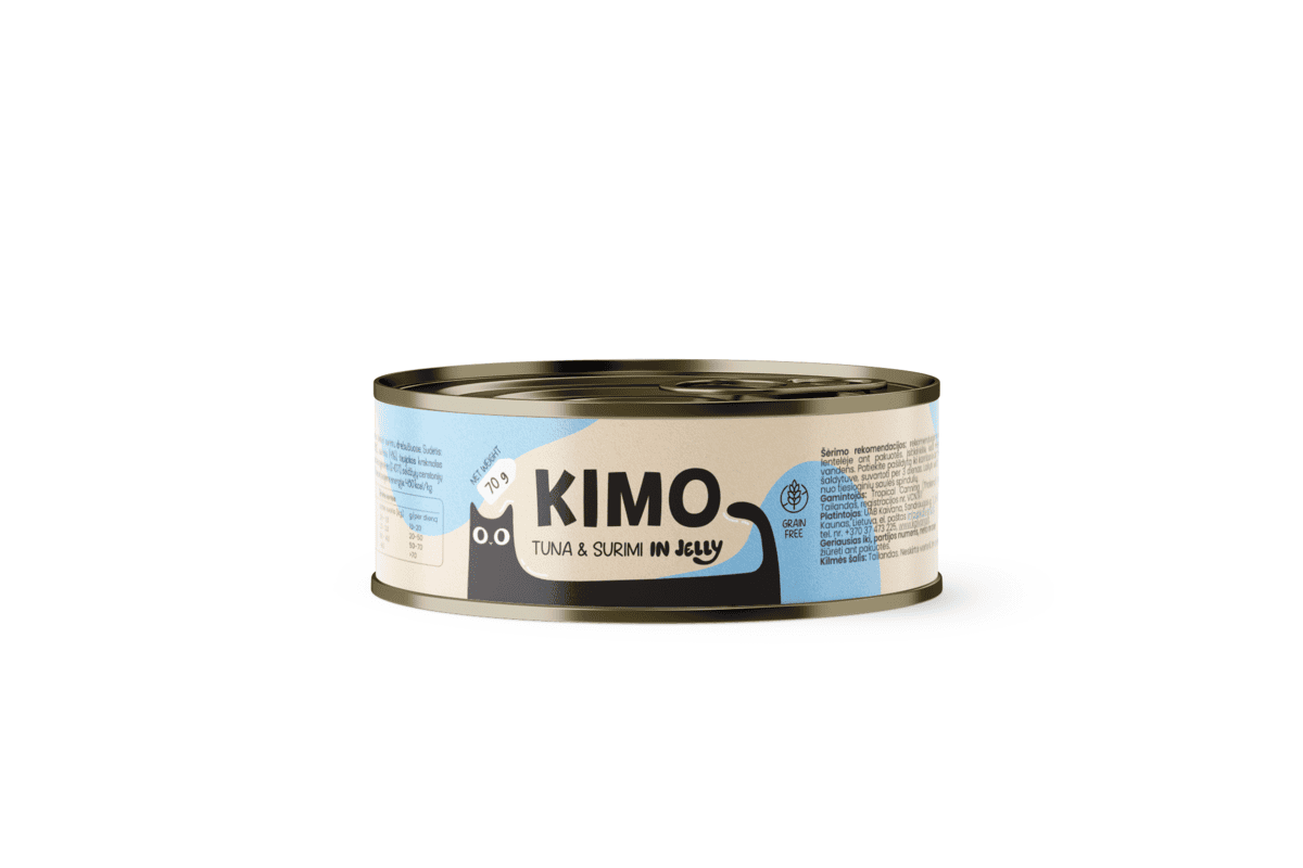 Kimo Tuna&Surimi in Jelly konservuotas pašaras katėms su tunu ir surimi 70 g Kimo Tuna&Surimi in Jelly konservuotas pašaras katėms su tunu ir surimi 70 g