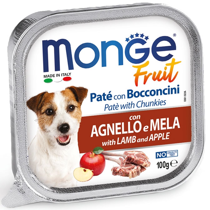 Monge Fruit - Wet Dog PATE & CHUNKIES LAMB & APPLE 100 g Monge Fruit Wet Dog PATE & CHUNKIES LAMB & APPLE 100 g
