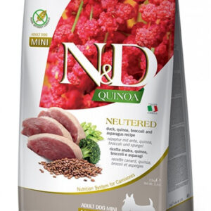 0005870 f38647 farmina nd quinoa dog dry neutered duck broccoliasparagus adult mini 7 kg