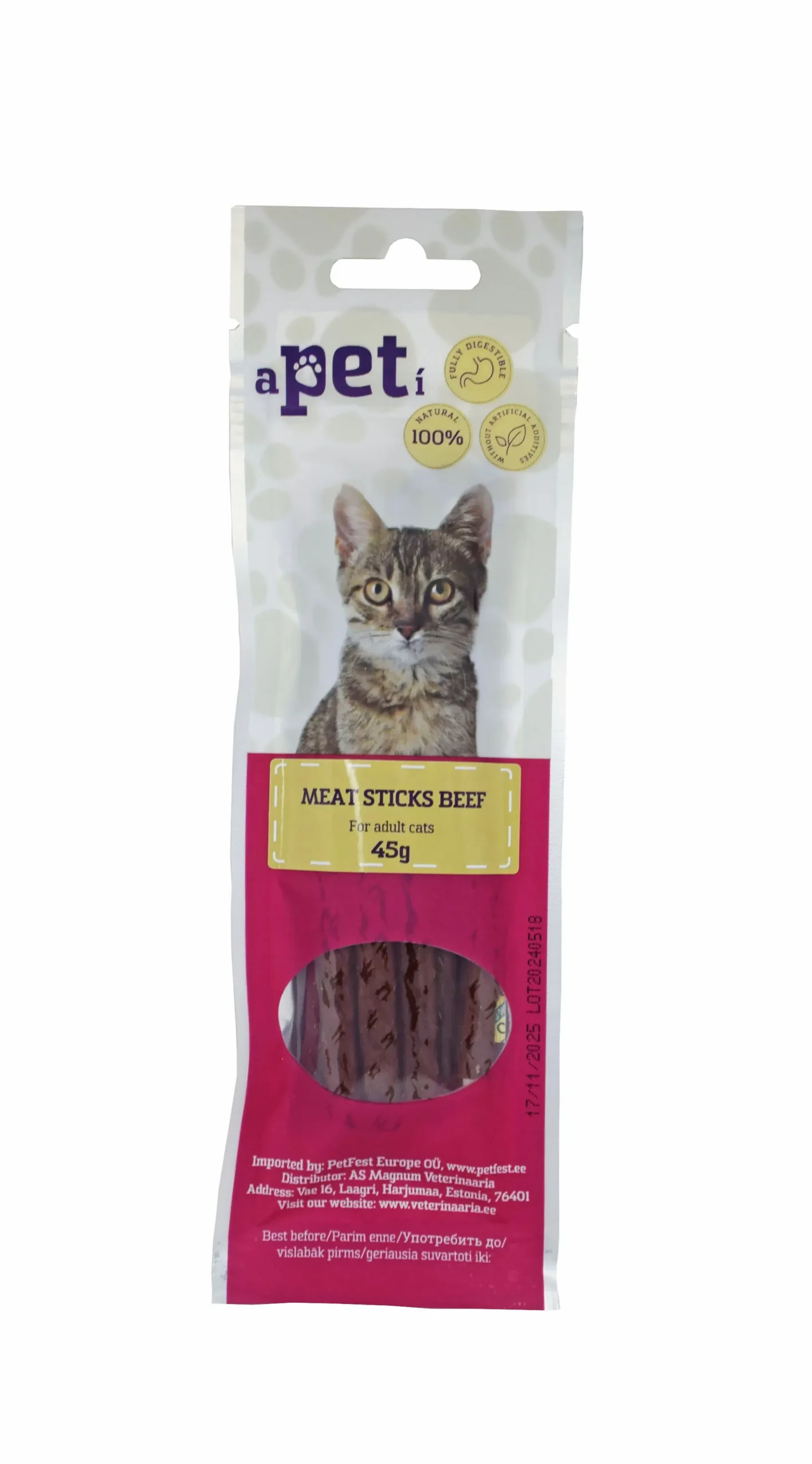 APETI Jautienos lazdelės katėms 45g APETI Jautienos lazdelės katėms 45g
