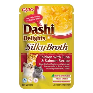 CIAO Dashi delight šilkinis vištienos sultinys su tunu ir lašiša 40g