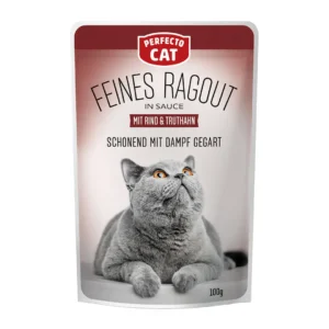 Perfecto Cat Feines Ragout konservuotas pašaras katėms su jautiena ir kalakutiena 100 g
