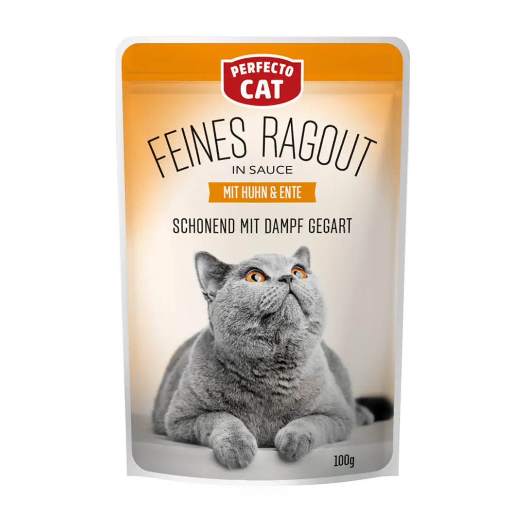 Perfecto Cat Feines Ragout konservuotas pašaras katėms su vištiena ir antiena 100 gPerfecto Cat Feines Ragout konservuotas pašaras katėms su vištiena ir antiena 100 g Perfecto Cat Feines Ragout konservuotas pašaras katėms su vištiena ir antiena 100 g
