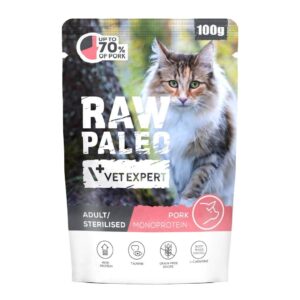 Raw Paleo Cat Sterilised Pork pouch 100g