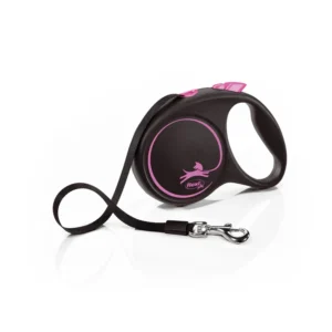 Flexi Black Design L juostinis pavadėlis šunims iki 50 kg 5 m juoda ir rožinė