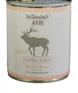 Gyvūnų prekės 12 DR. CLAUDER'S BARF Complete mėsos ir daržovių konservai šunims su žvėriena 800g