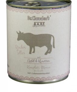 Gyvūnų prekės 9 DR. CLAUDER'S BARF mėsos ir daržovių konservai šunims su jautiena 800g