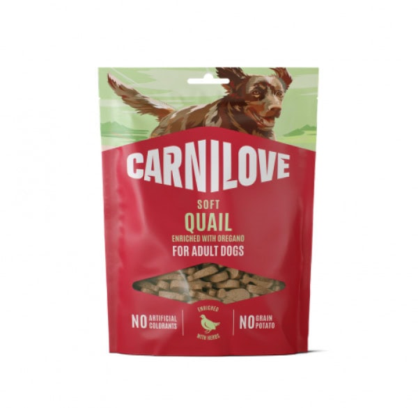 CARNILOVE Soft Snack Quail enriched with Oregano skanėstai šunims 200 g CARNILOVE Soft Snack Quail enriched with Oregano skanėstai šunims 200 g