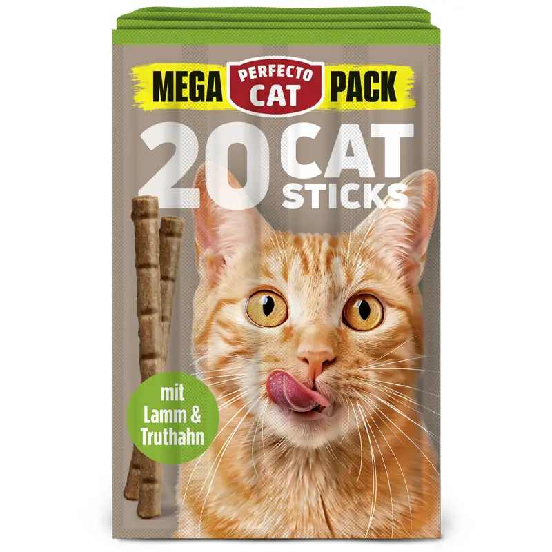 Perfecto Cat MEGA PACK skanėstai katėms lazdelės su ėriena ir kalakutiena 20 vnt Perfecto Cat MEGA PACK skanėstai katėms lazdelės su ėriena ir kalakutiena 20 vnt