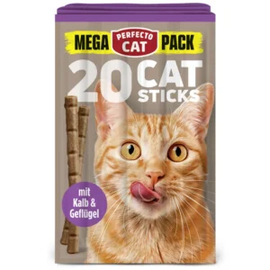 Perfecto Cat MEGA PACK skanėstai katėms lazdelės su veršiena ir paukštiena 20 vnt